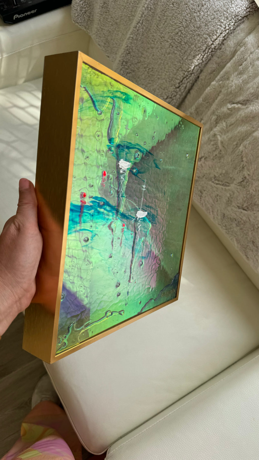 St Tropez Boats Artwork   Anchored FRAMED 30x30cm