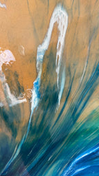 Bali Spirit of the Ocean -  Original Blue and Gold Abstract Wave Artwork