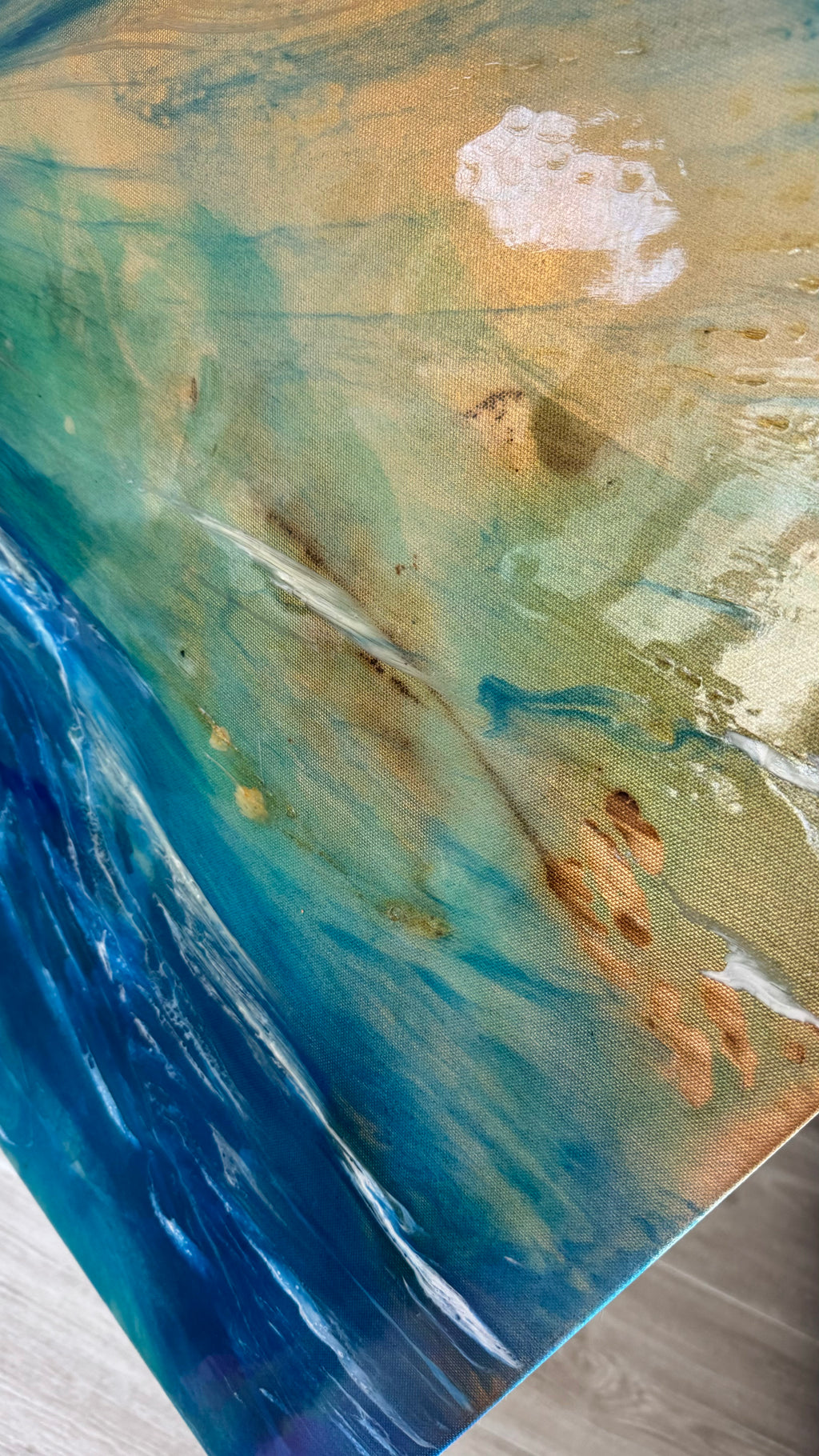 Bali Spirit of the Ocean -  Original Blue and Gold Abstract Wave Artwork