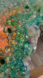 Moonlight Geode Freeform with Moonstones and swarovski crystals 84X120CM