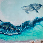 Sea Turtle Hawaii Island Square ocean artwork