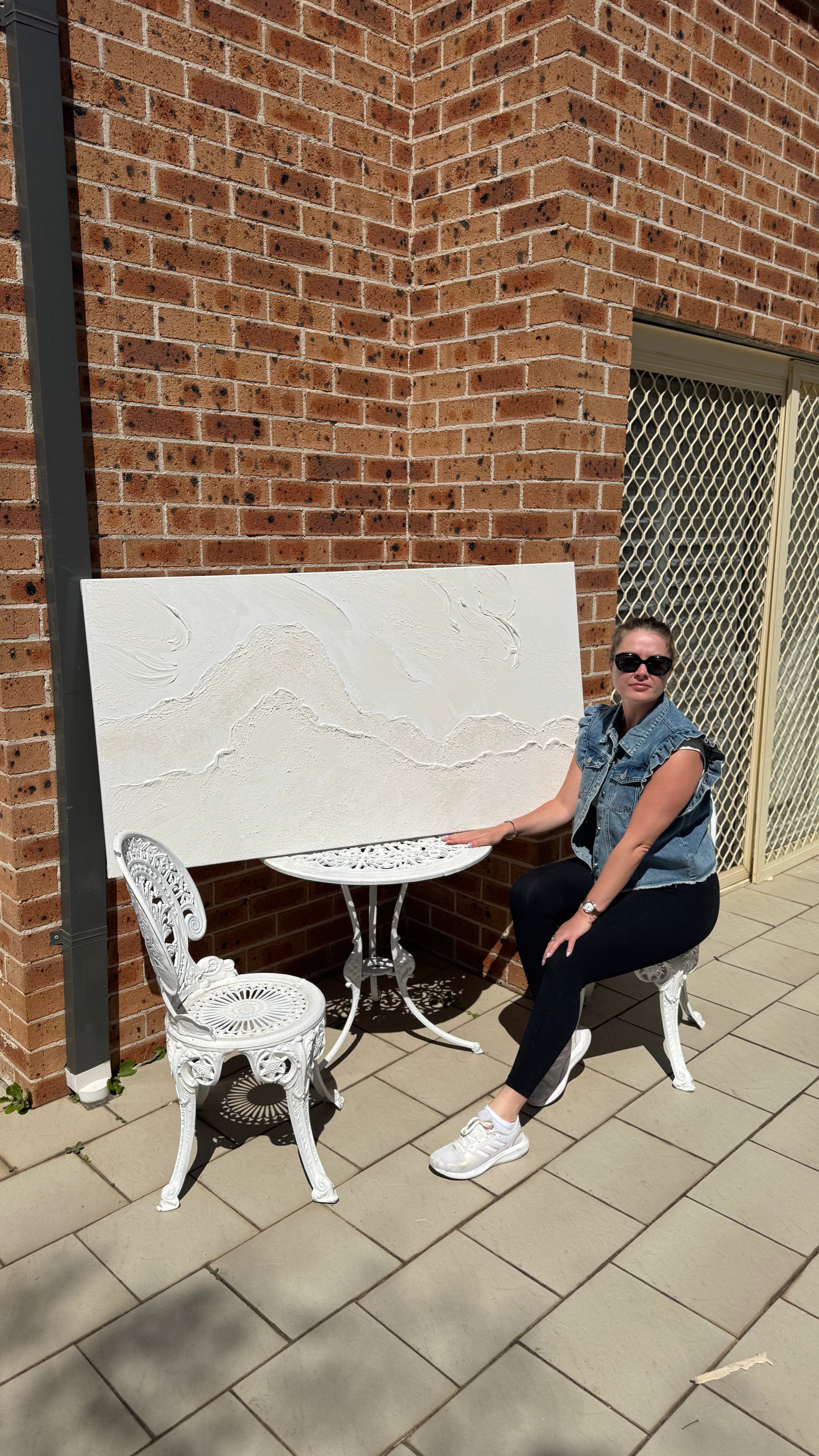 White  hills  4 90x180cm with Sand FRAMED