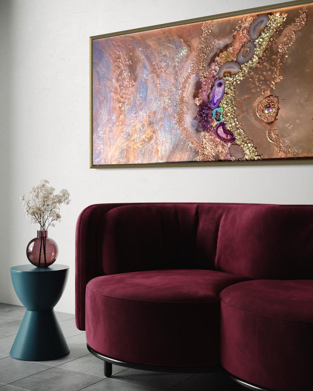 Rose Gold Crystal Reef. Copper Reflective Original Artwork