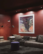 Burgundy Purple Aura Crystal. Tree of Life. Original Artwork. Light Lamp