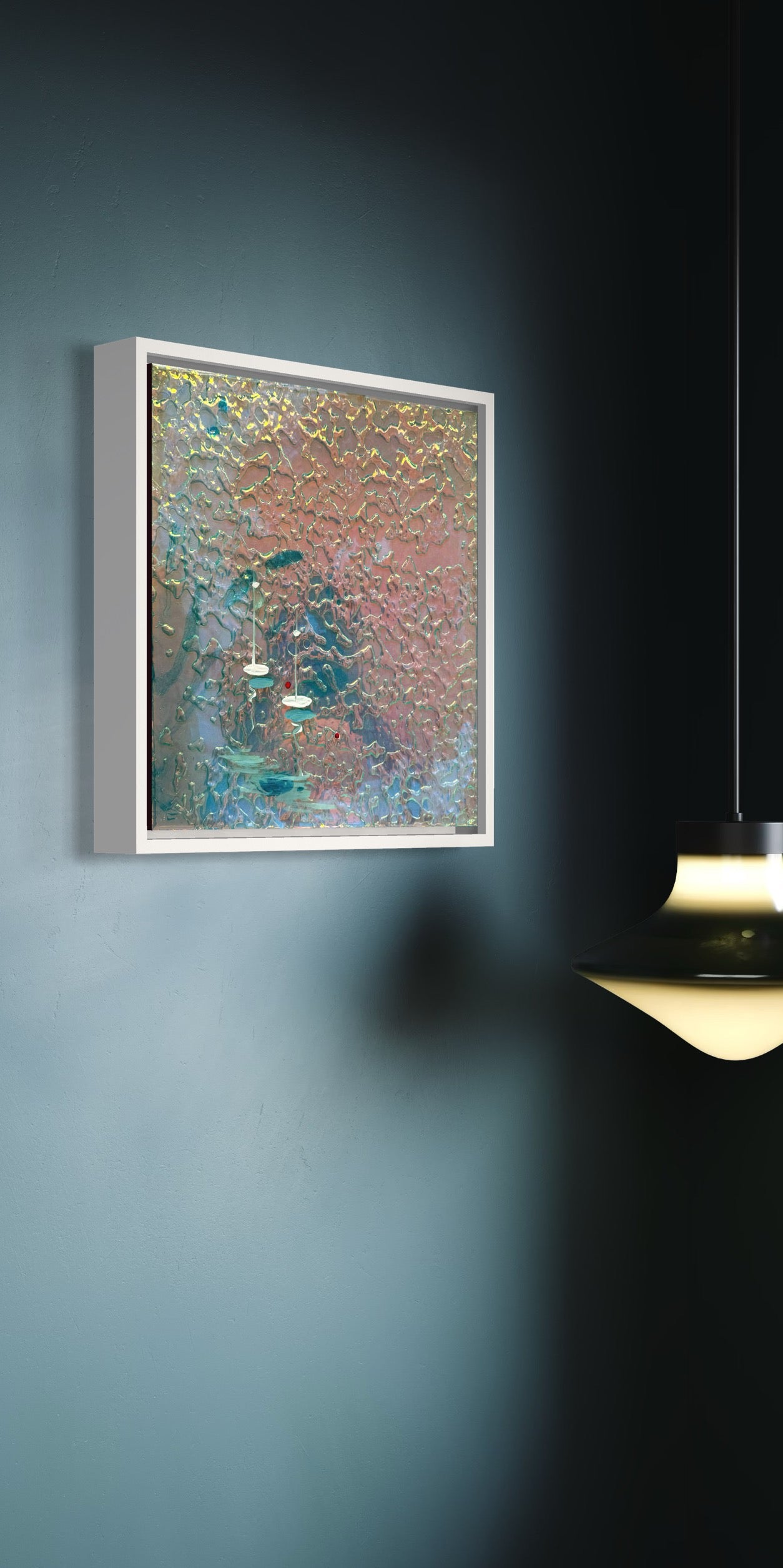 Cannes Yacht Mediterranean Sailing Boats Artwork Iridescent  Anchored 2 FRAMED  33x33cm