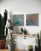 Cannes Mediterranean Sailing Boats yacht Artwork Iridescent     Anchored 1&2    65x35cm   Set FRAMED