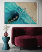 Rise Above 6.0 90x130cm with New Zealand Abalone Shells. FRAMED