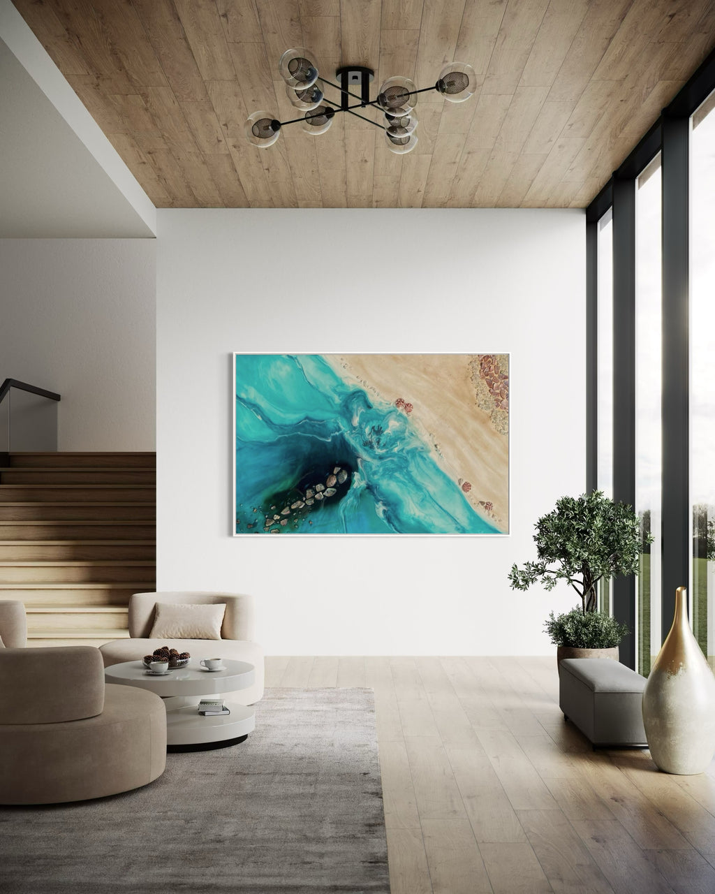 Rise Above 6.0 90x130cm with New Zealand Abalone Shells. FRAMED