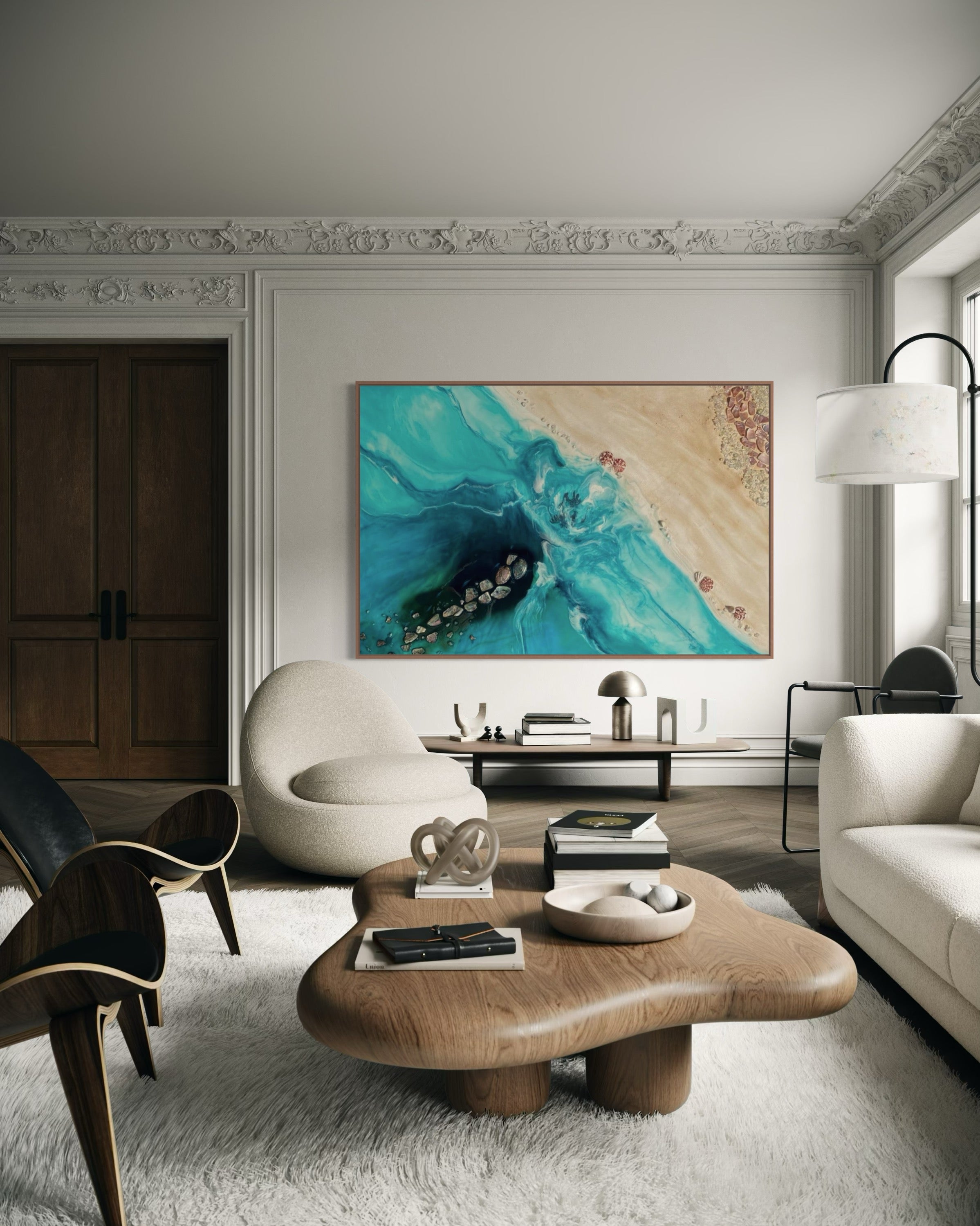 Rise Above 6.0 90x130cm with New Zealand Abalone Shells. FRAMED