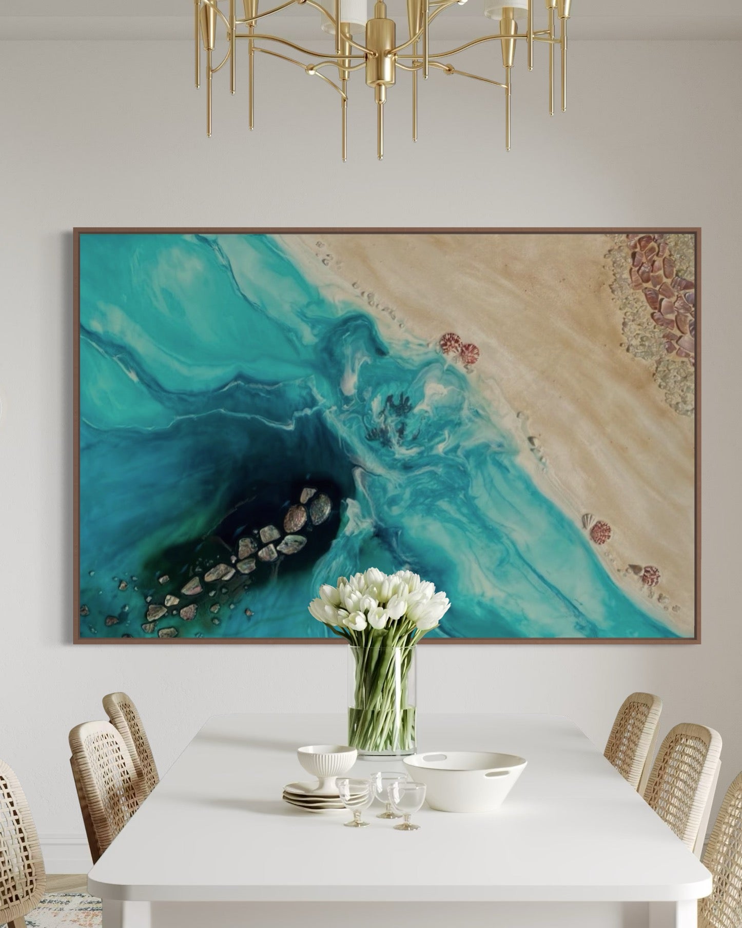 Rise Above 6.0 90x130cm with New Zealand Abalone Shells. FRAMED