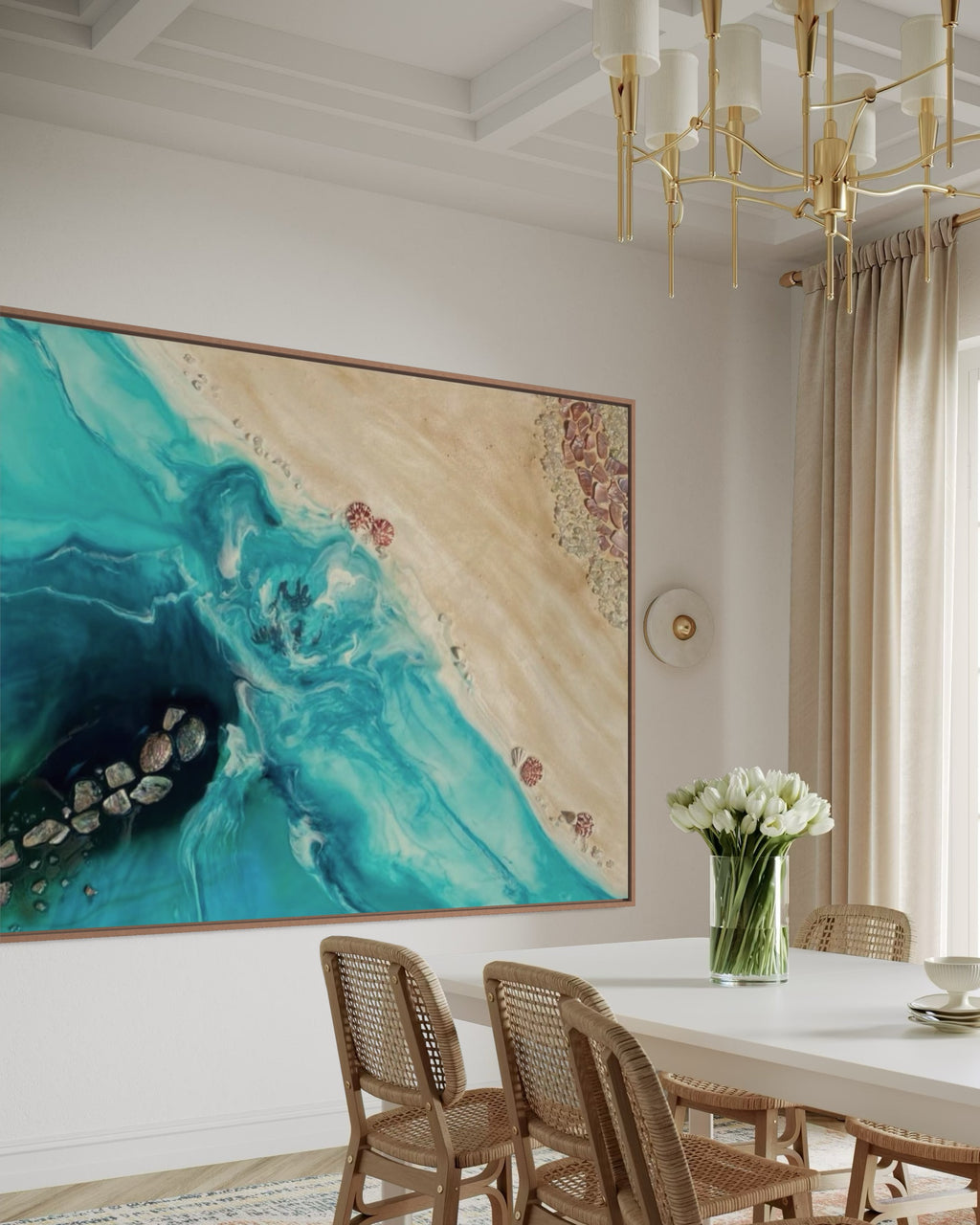 Rise Above 6.0 90x130cm with New Zealand Abalone Shells. FRAMED