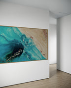 Rise Above 6.0 90x130cm with New Zealand Abalone Shells. FRAMED