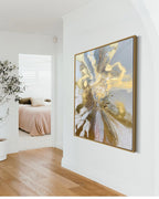 Escape: Gold Abstract Artwork with 24k Gold Leaf  Gold Marble Series