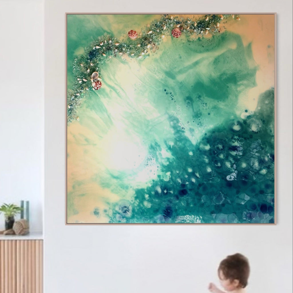 Whitsundays Blue Reef. 90x90cm FRAMED