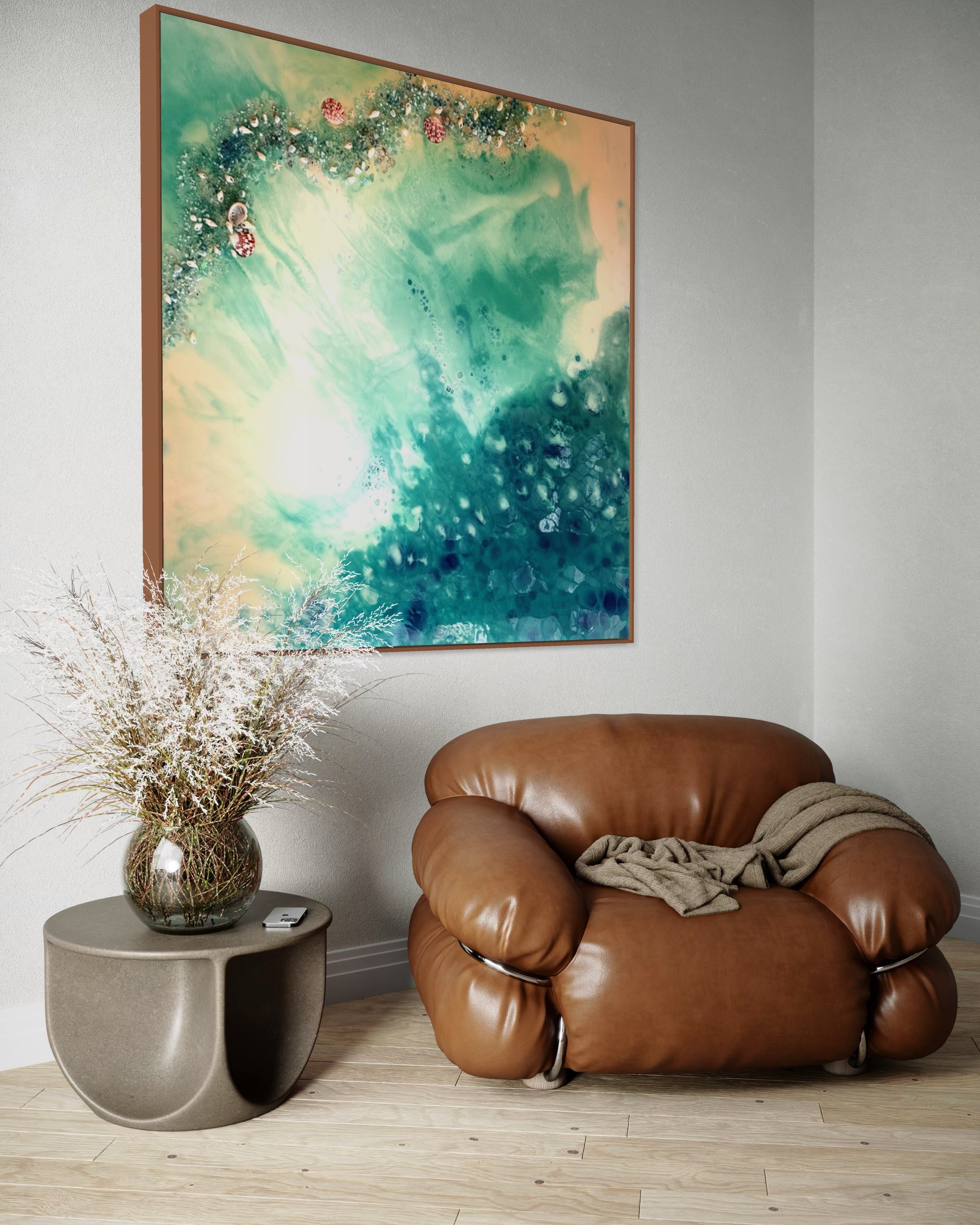 Whitsundays Blue Reef. 90x90cm FRAMED