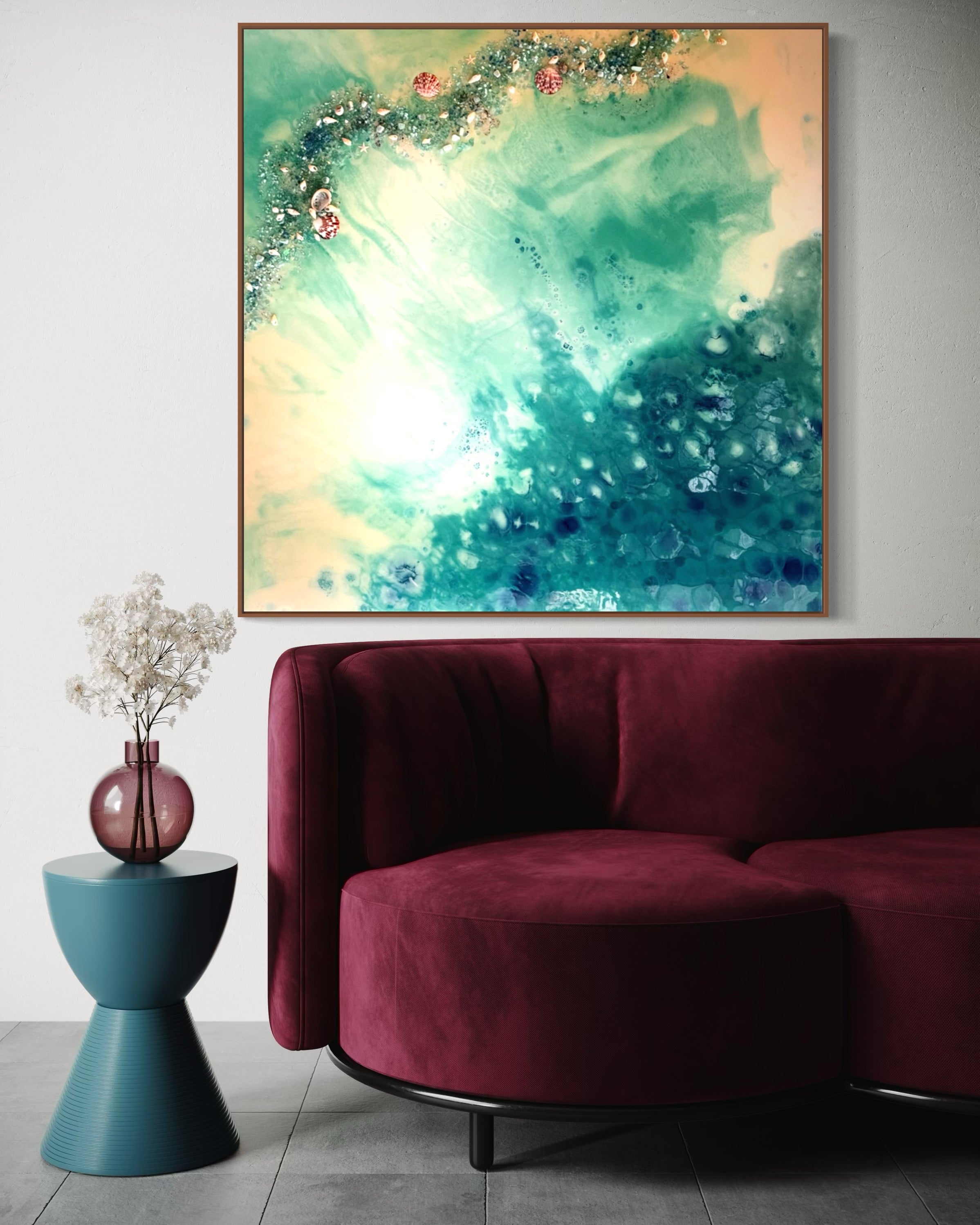 Whitsundays Blue Reef. 90x90cm FRAMED