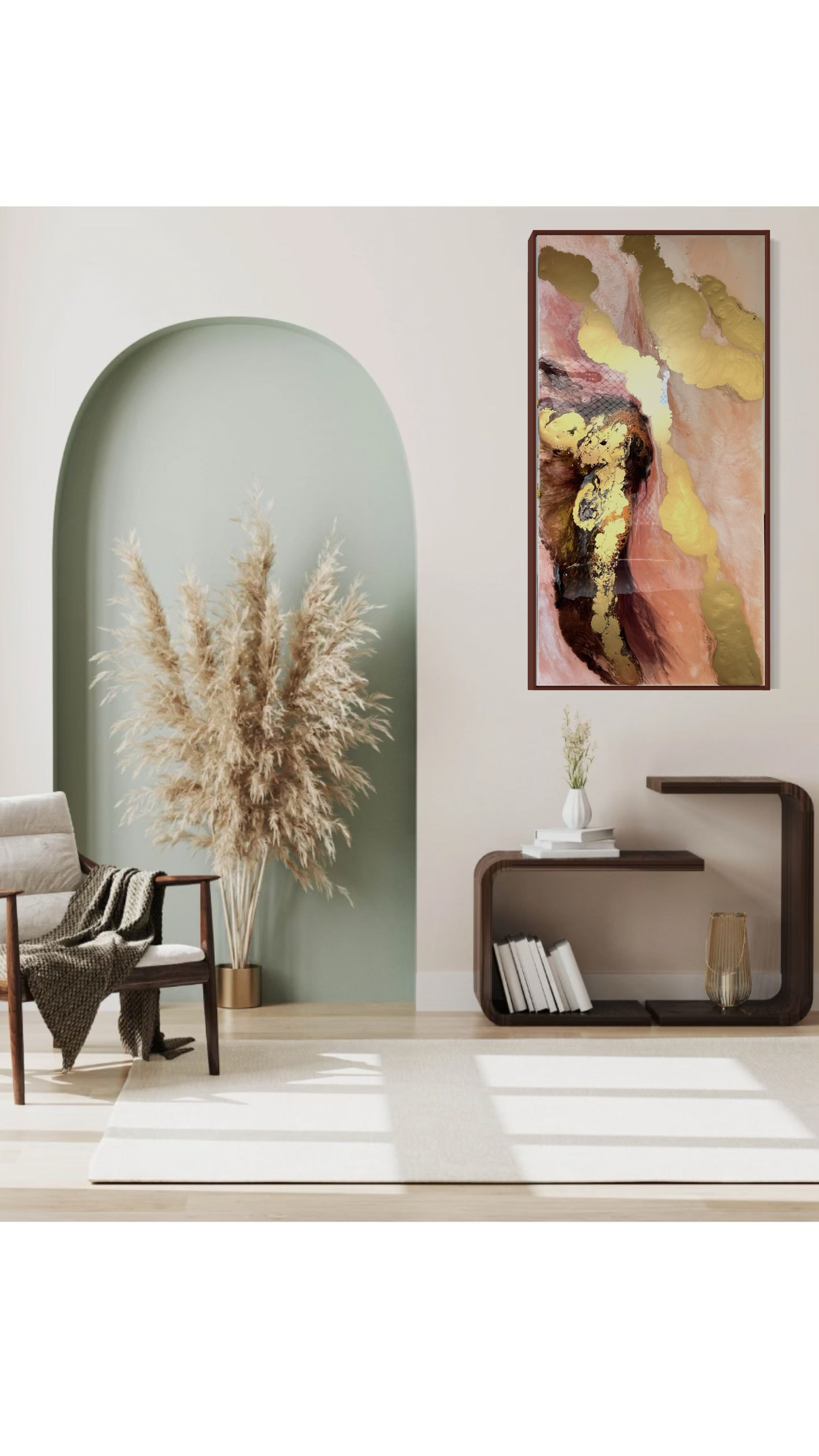-Gold and Brown Abstract Landscape. Original Artwork
