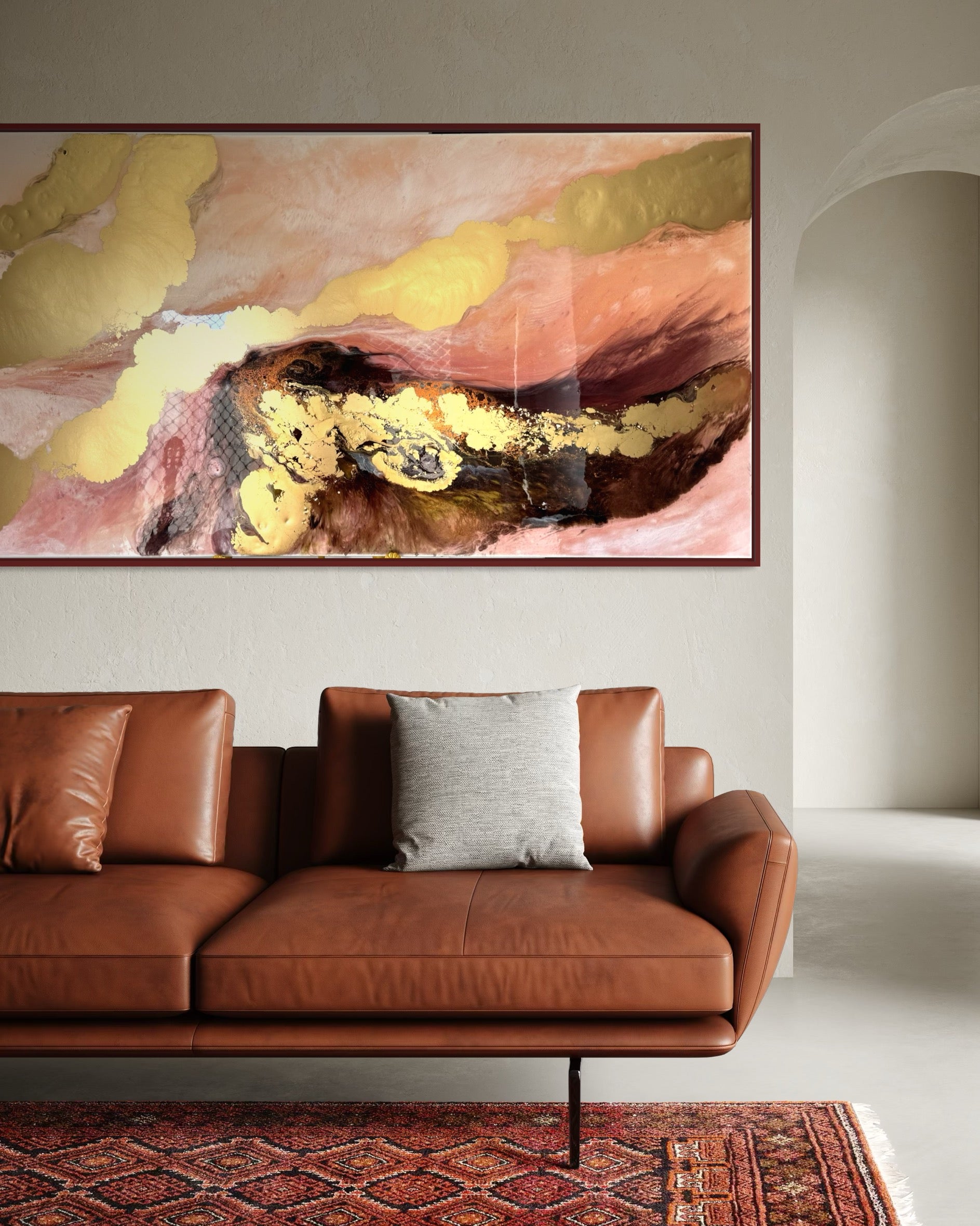 -Gold and Brown Abstract Landscape. Original Artwork