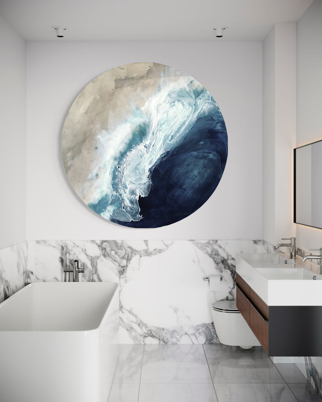 - Laguna Depth. Abstract Beach. Round Abstract Ocean Artwork