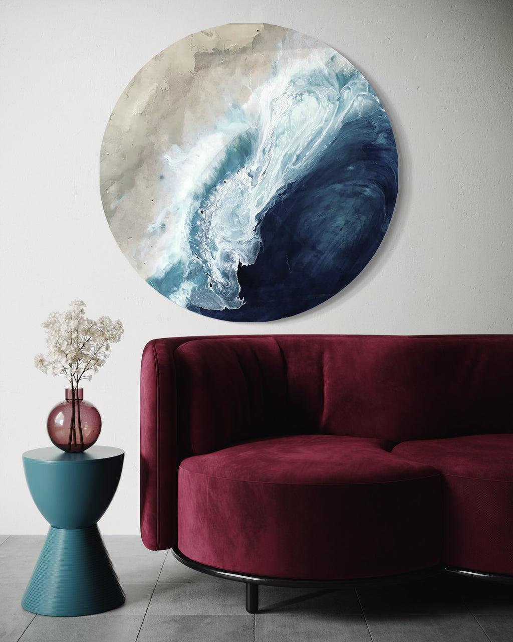 MADE TO ORDER  Round Seascape Porthole Beach Circle Ocean Painting