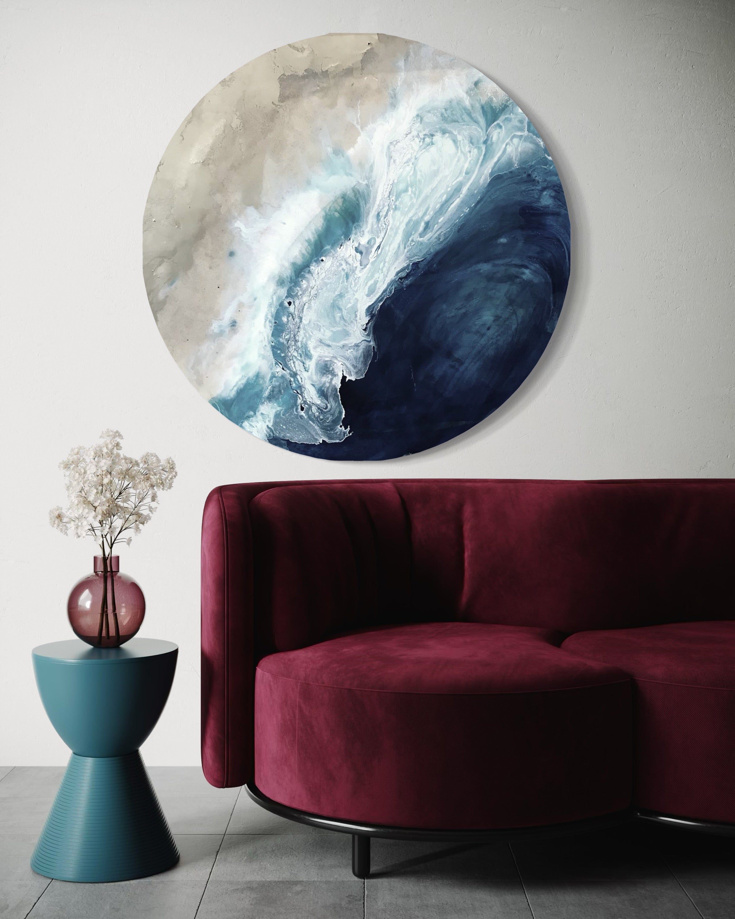 MADE TO ORDER  Round Seascape Porthole Beach Circle Ocean Painting