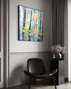 Water Lilies Pond Blue Green Original Artwork | 90×90cm