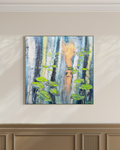 Water Lilies Pond Blue Green Original Artwork | 90×90cm