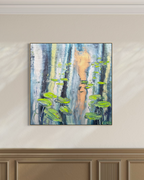 Water Lilies Pond Blue Green Original Artwork | 90×90cm