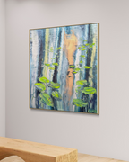 Water Lilies Pond Blue Green Original Artwork | 90×90cm