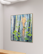 Water Lilies Pond Blue Green Original Artwork | 90×90cm
