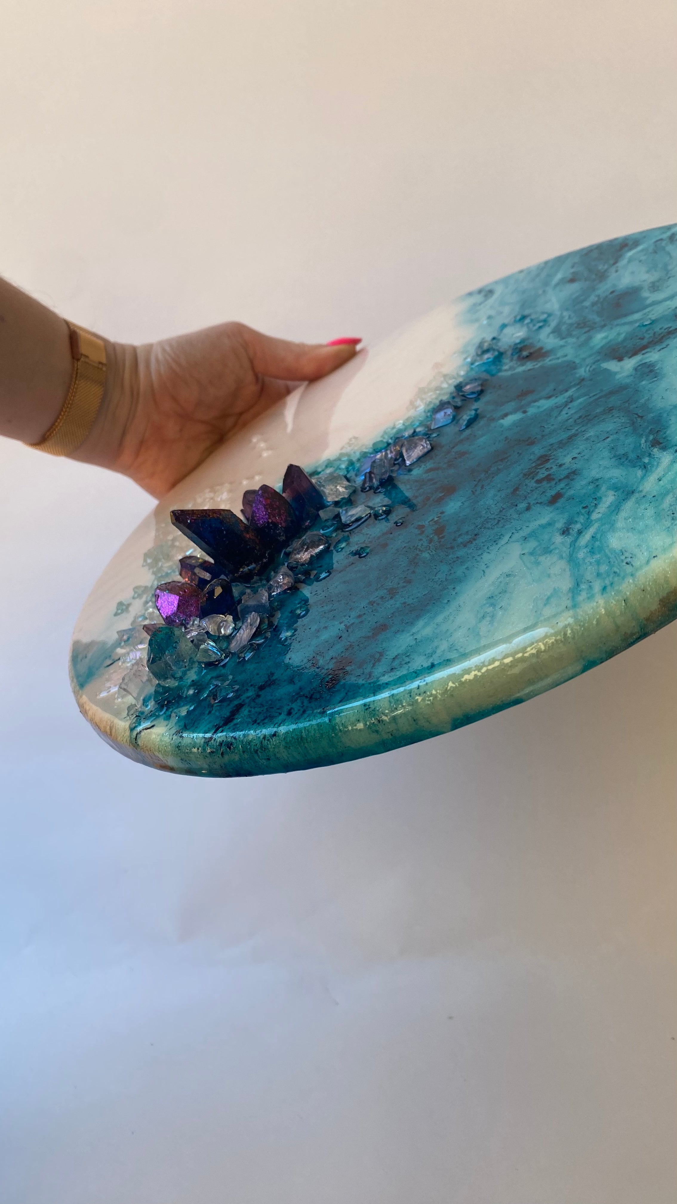 Ocean Art . Azure Aura Round Mini Artwork 1 -