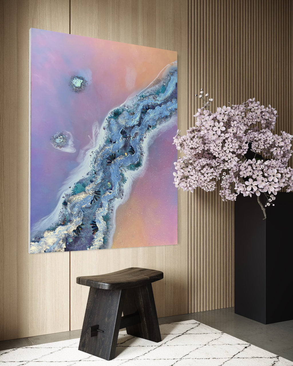 Rainbow Lucent with qua Aura Quartz crystals,Amethyst, Titanium Aura, Swarovski