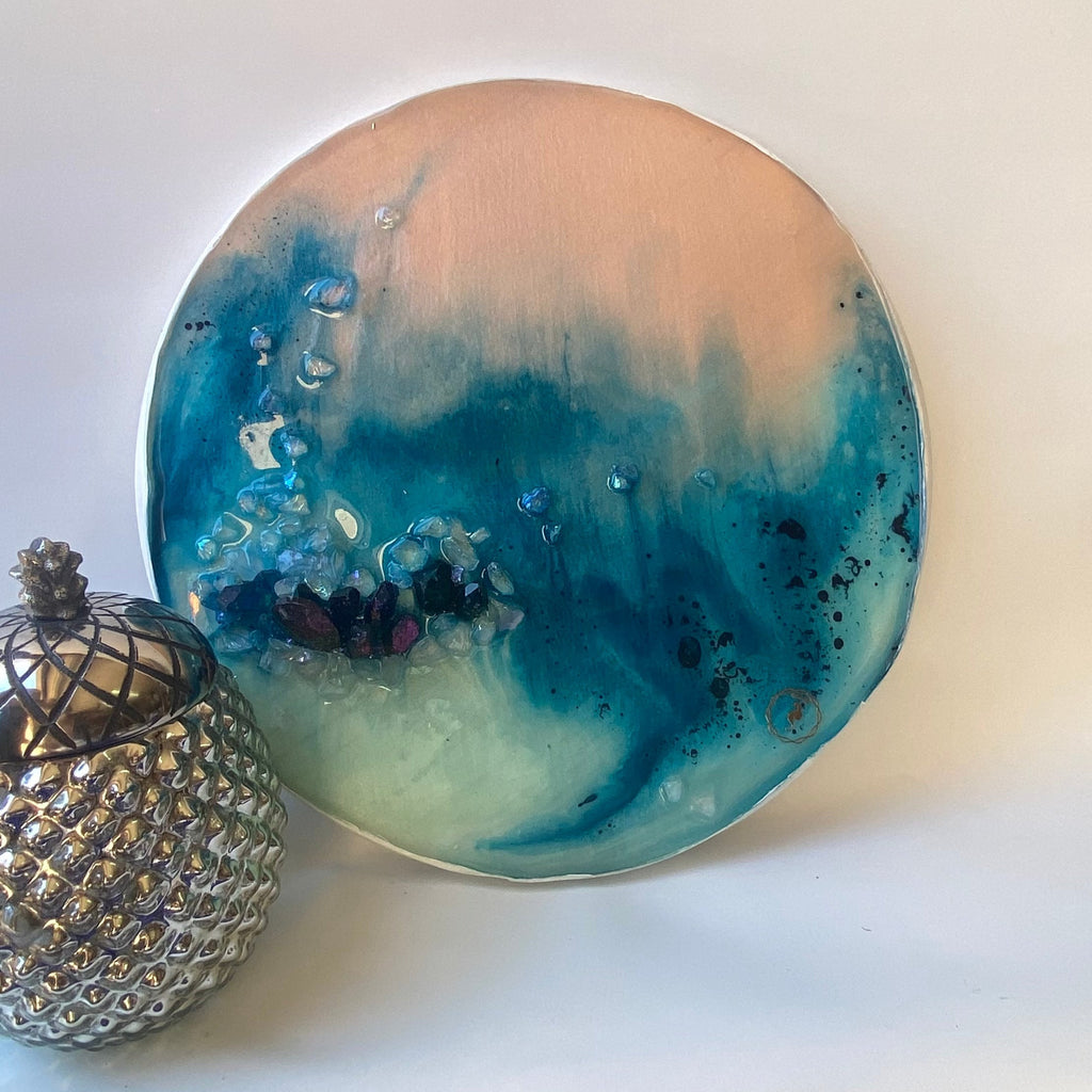 Ocean ART. Aqua Bliss 4  - Pink and Teal Crystal - mini artwork