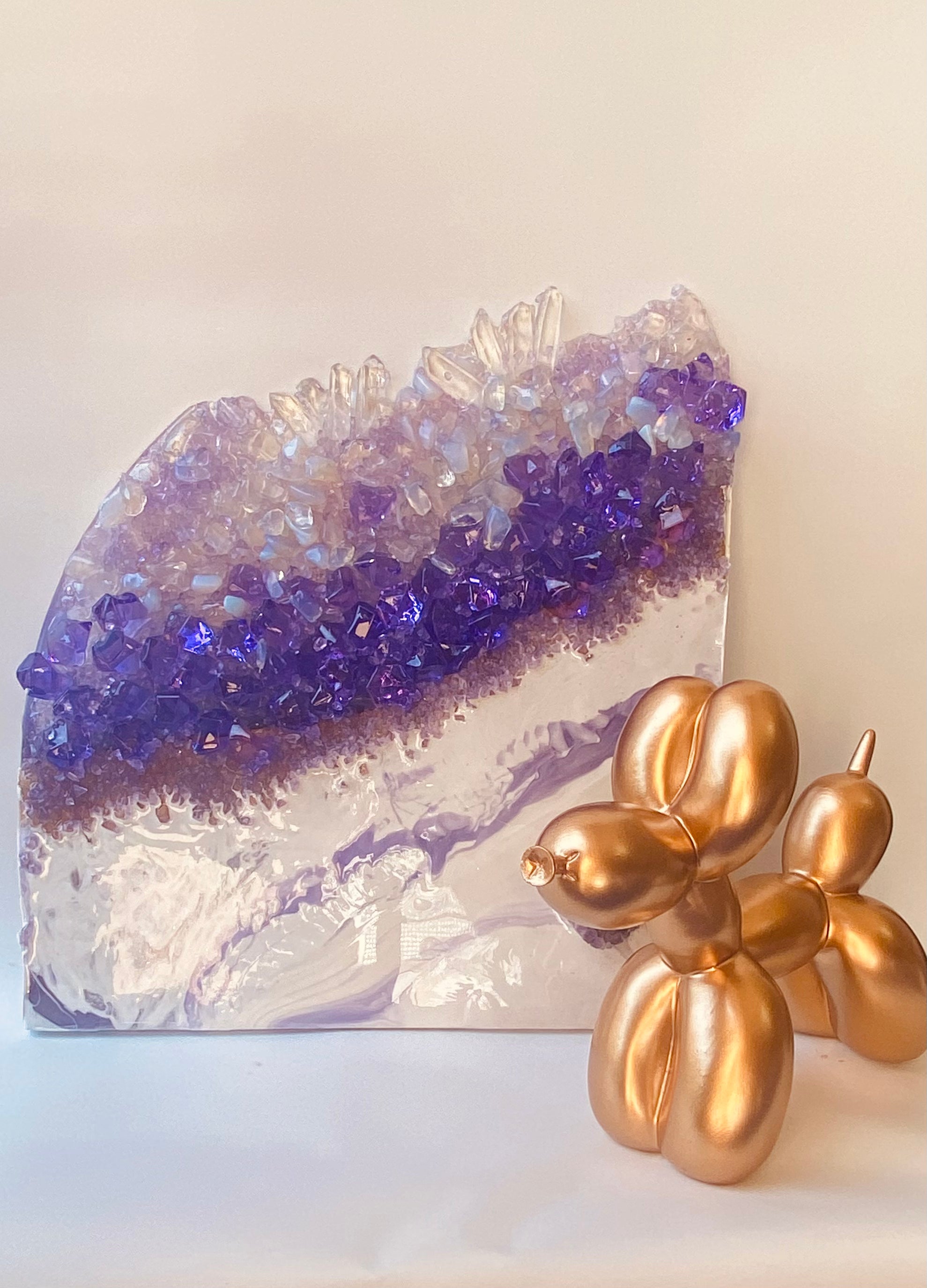 Geode Art. Amethyst Harmony - Amethyst  Love Heart  - mini artwork