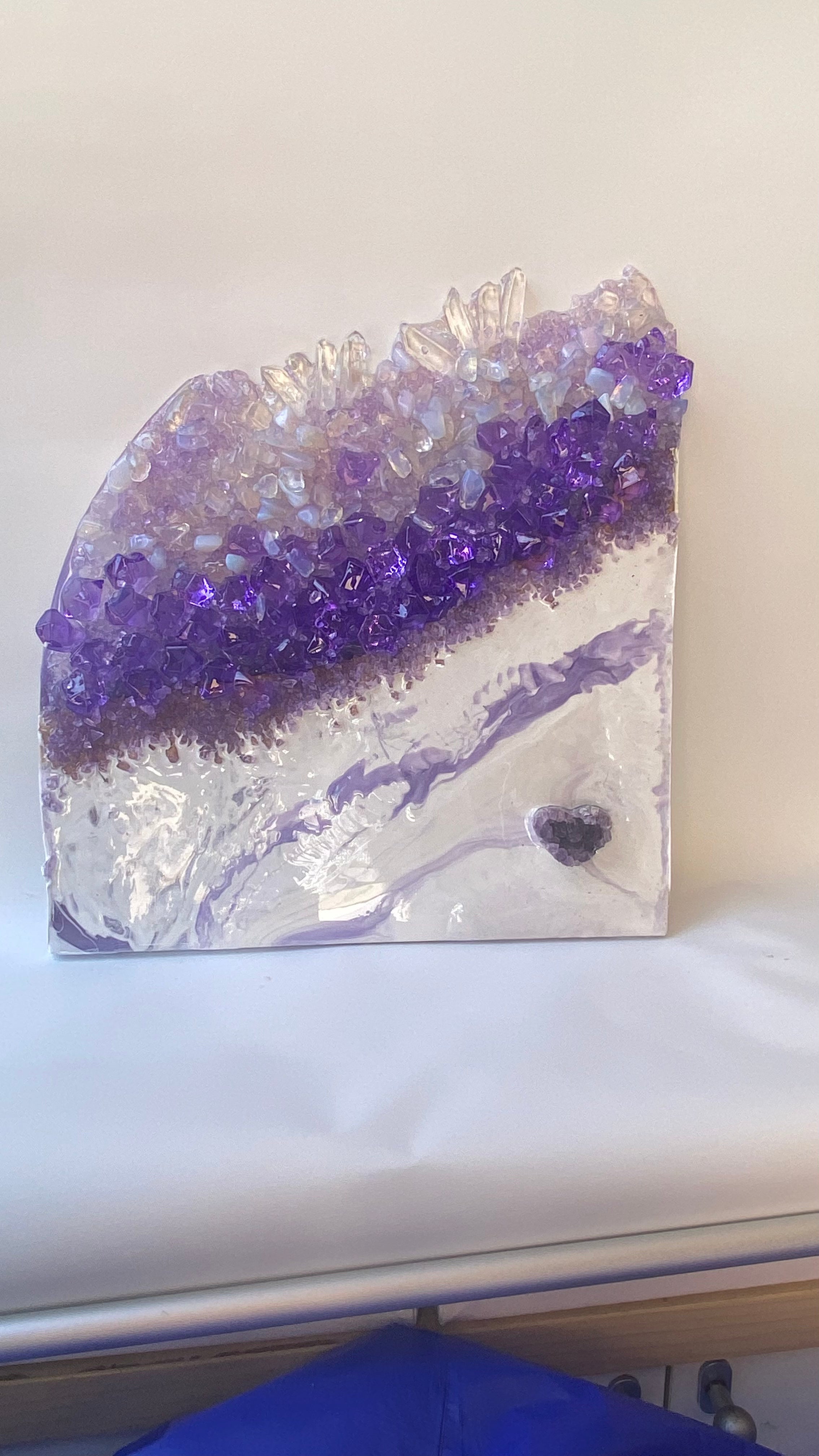 Geode Art. Amethyst Harmony - Amethyst  Love Heart  - mini artwork