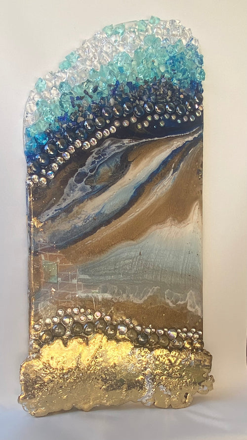 - Lapis Lazuli  2 Blue Gold crytal with blue lapis lazuli Abstract Crystal Artwork