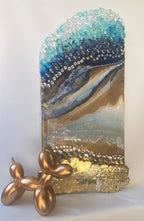 Lapis Lazuli  2 Blue Gold crytal with blue lapis lazuli, glass and clear quartz