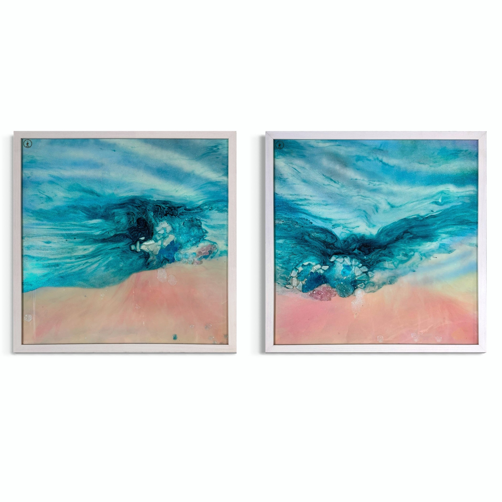 Laguna Beach Vibes set of 2 110x55cm FRAMED 55x55 cm each