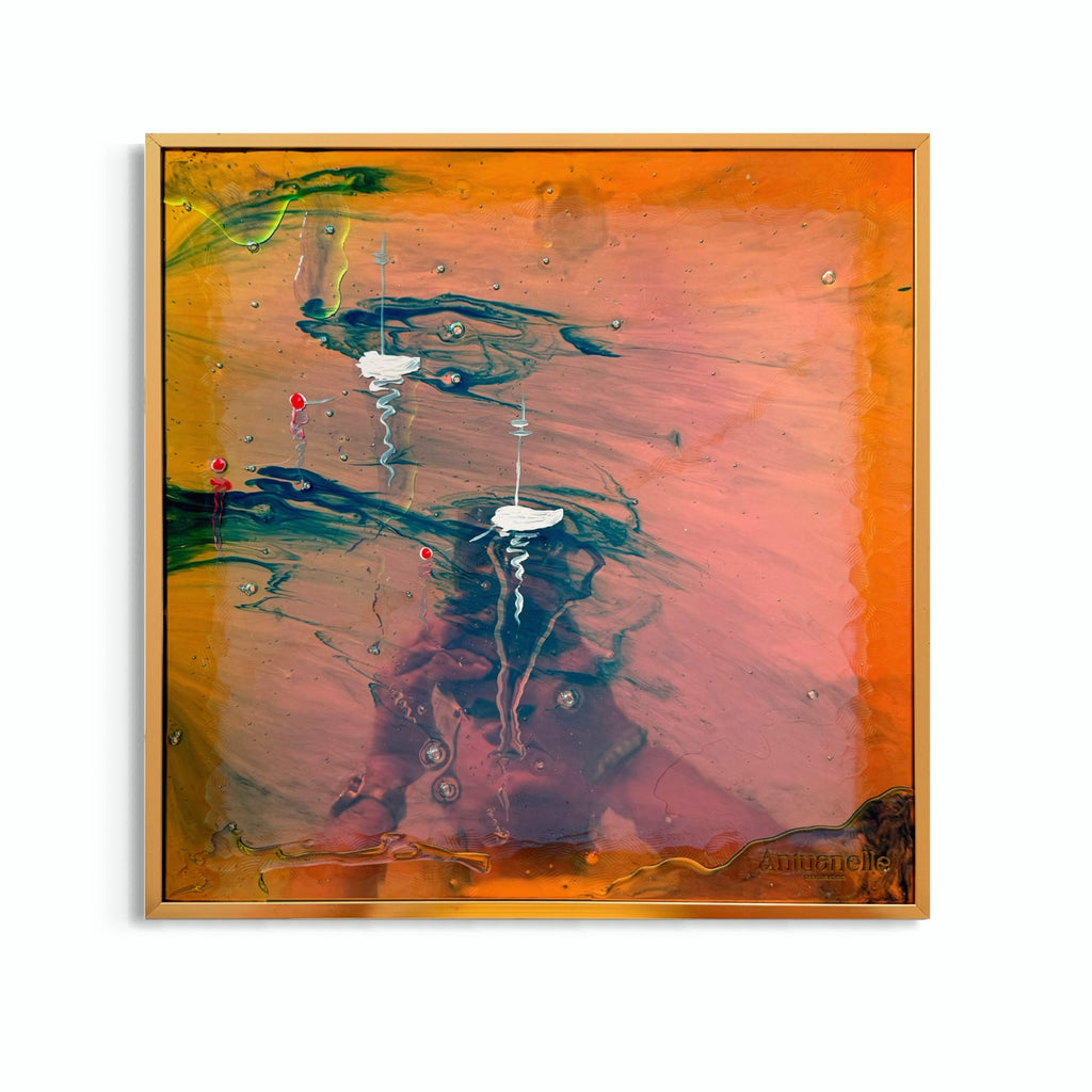 St Tropez Boats Artwork   Anchored FRAMED 30x30cm