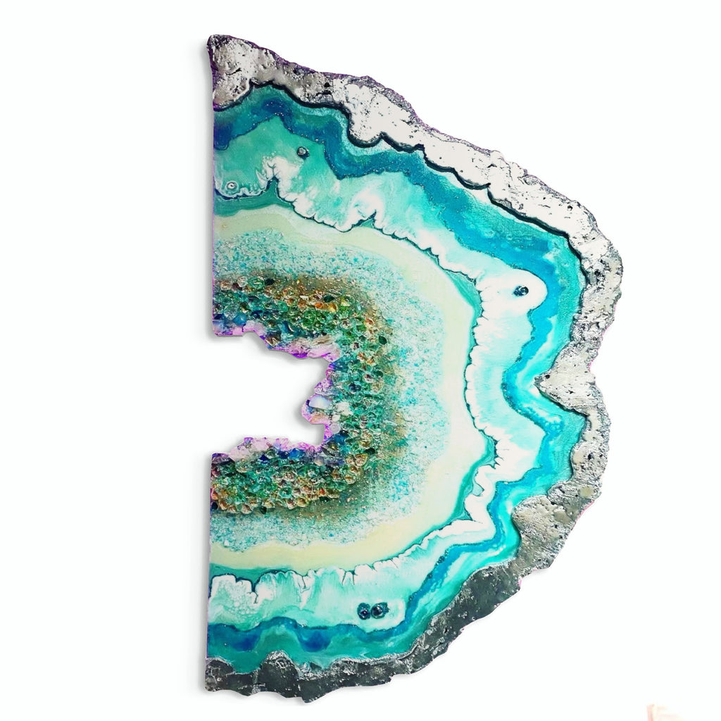 Moonlight Crystal Reef Freeform with Moonstones 84x120 cm Wood panel