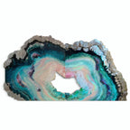 BedHead Elixir Green Blue Crystal Reef Freeform Artwork with Amethysts, Rose Quartz,  set of 2 - 120x240cm with pink LED backlight