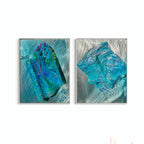 Whitsundays Blues 1 and 2, Set of 2 Sculptural Piece on Aluminium 70x46cm FRAMED