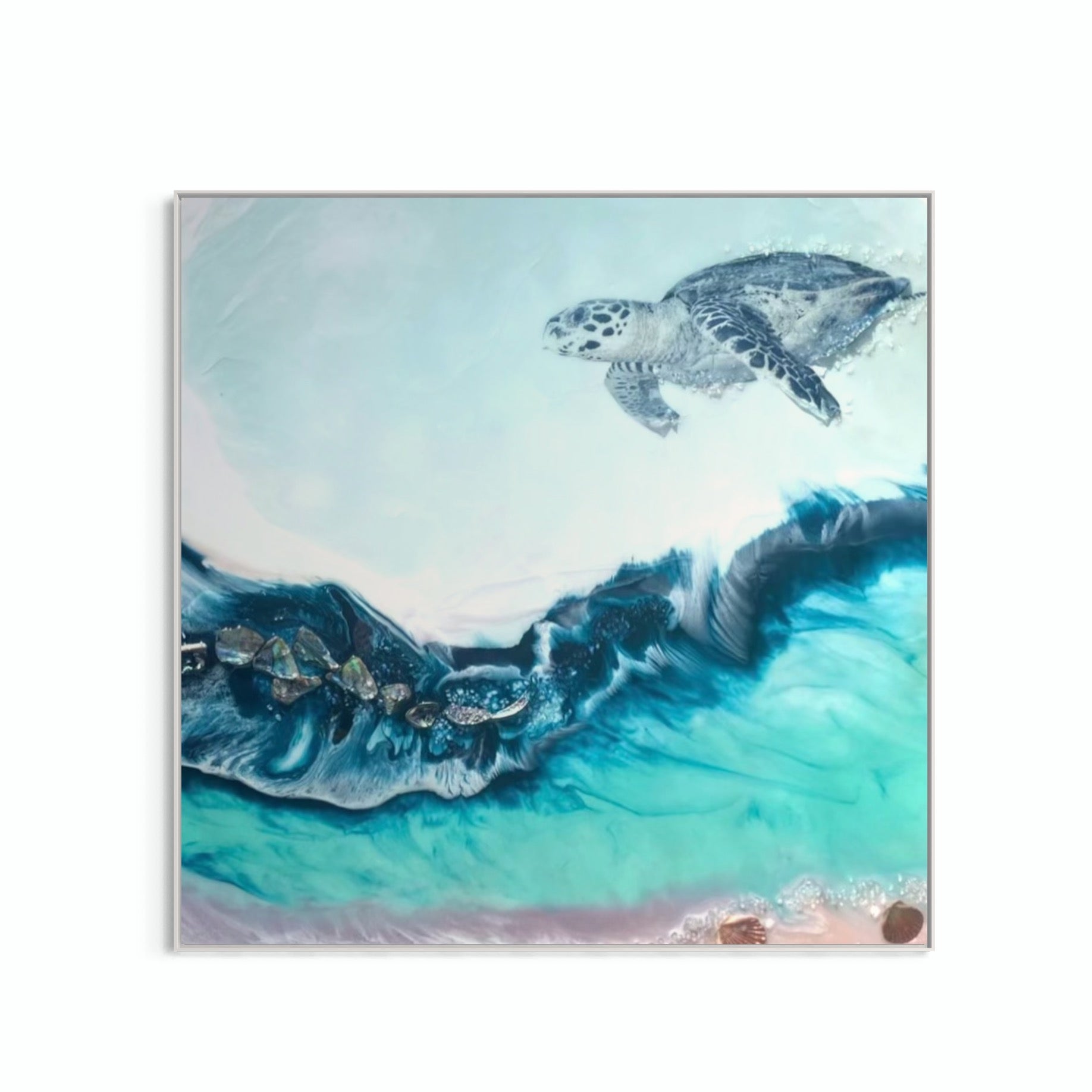 Sea Turtle Hawaii Island Square ocean artwork