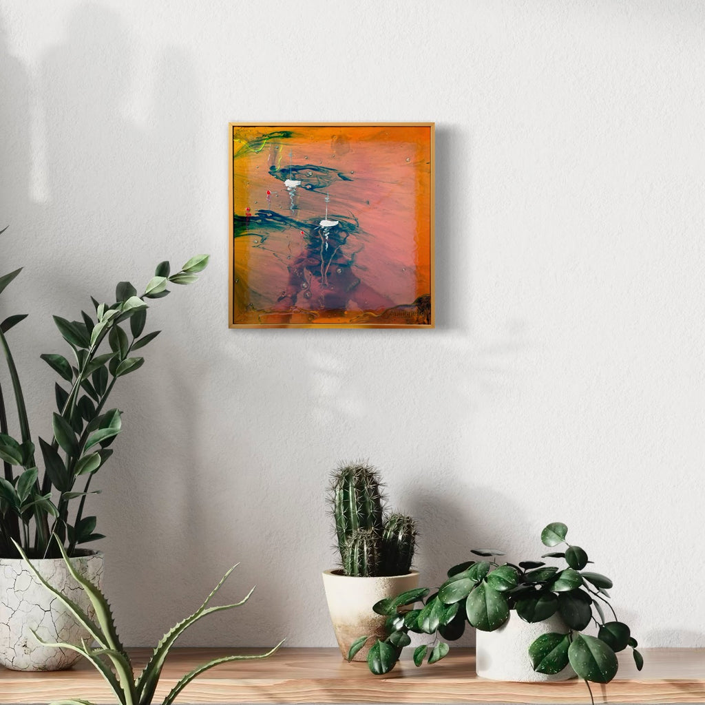 St Tropez Boats Artwork   Anchored FRAMED 30x30cm