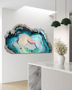 BedHead Elixir Green Blue Crystal Reef Freeform Artwork with Amethysts, Rose Quartz,  set of 2 - 120x240cm with pink LED backlight