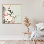 Eucalypt Orchid 1 Canvas Print 100x100cm Framed in Oak. Limited edition Print