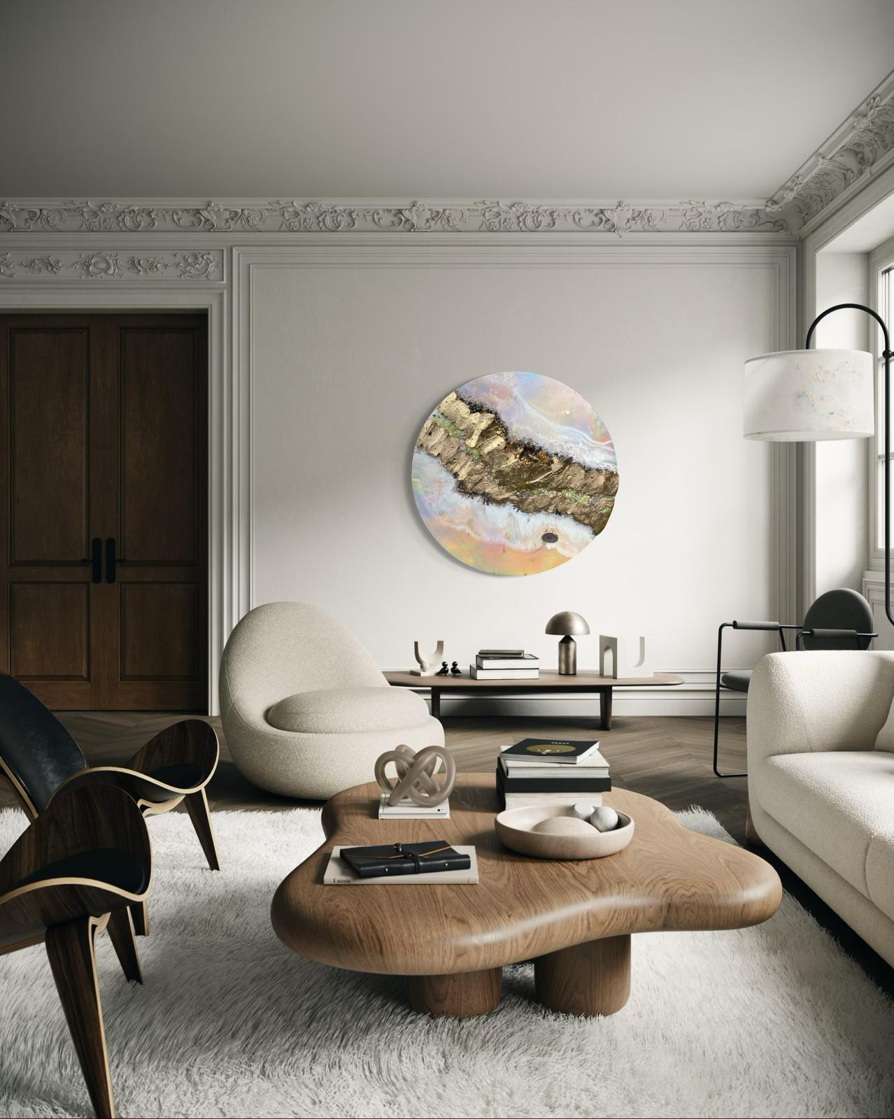 Pink Eclipse  shadow Quartz and Swarovski crystal artwork 110cm