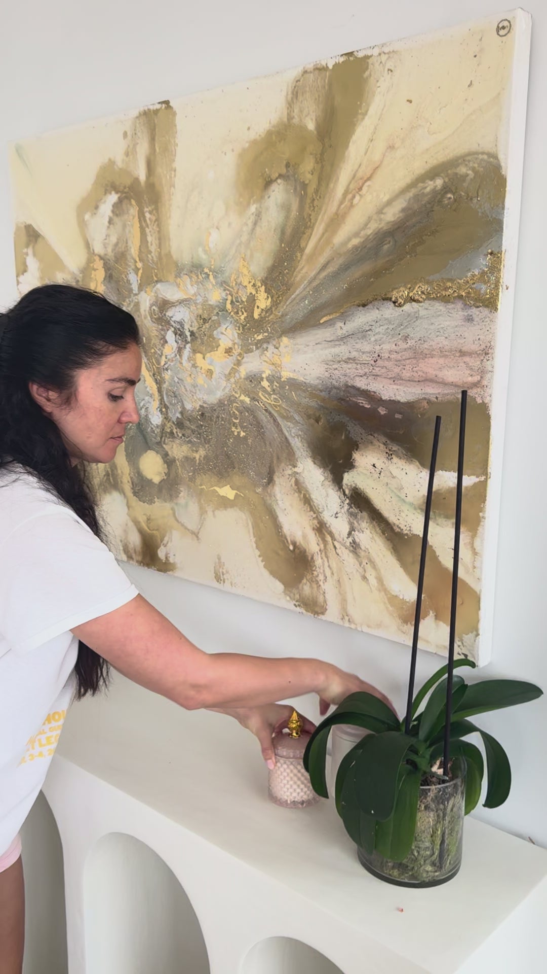 Serenity - Escape: Gold Abstract Artwork with 24k Gold Leaf  Gold Marble Series