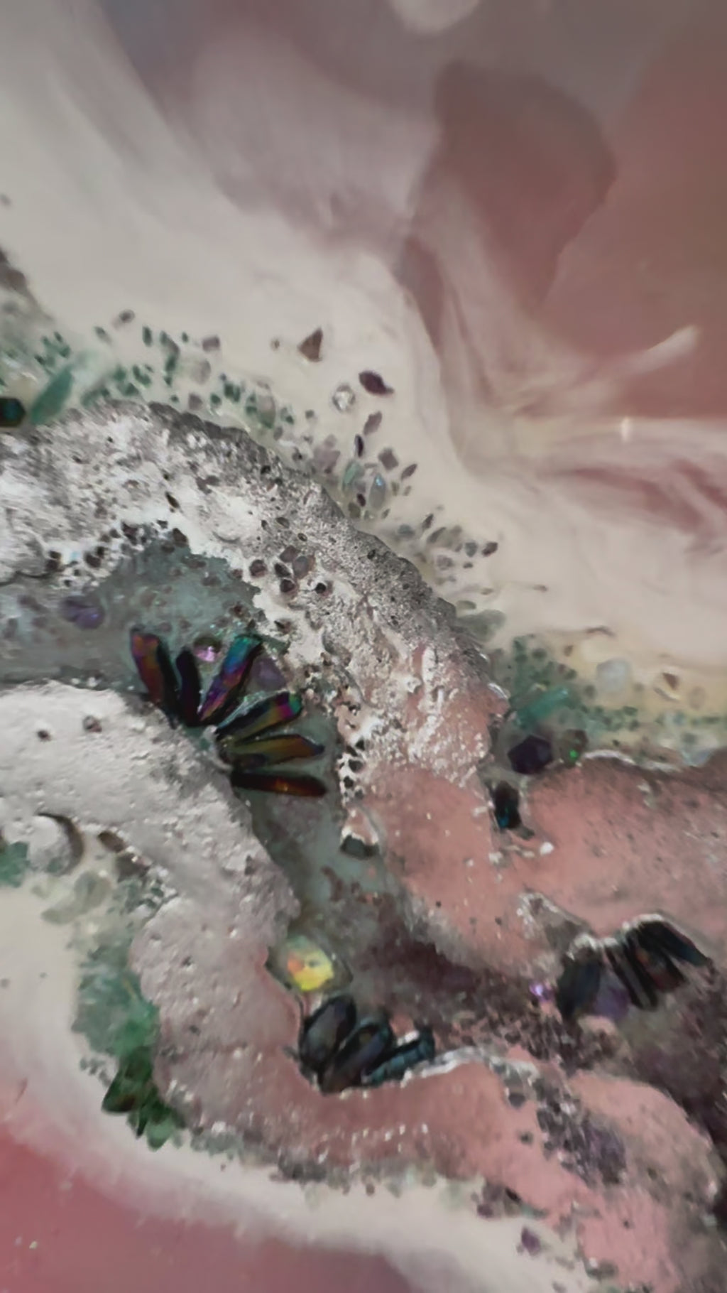 Rainbow Lucent with qua Aura Quartz crystals,Amethyst, Titanium Aura, Swarovski