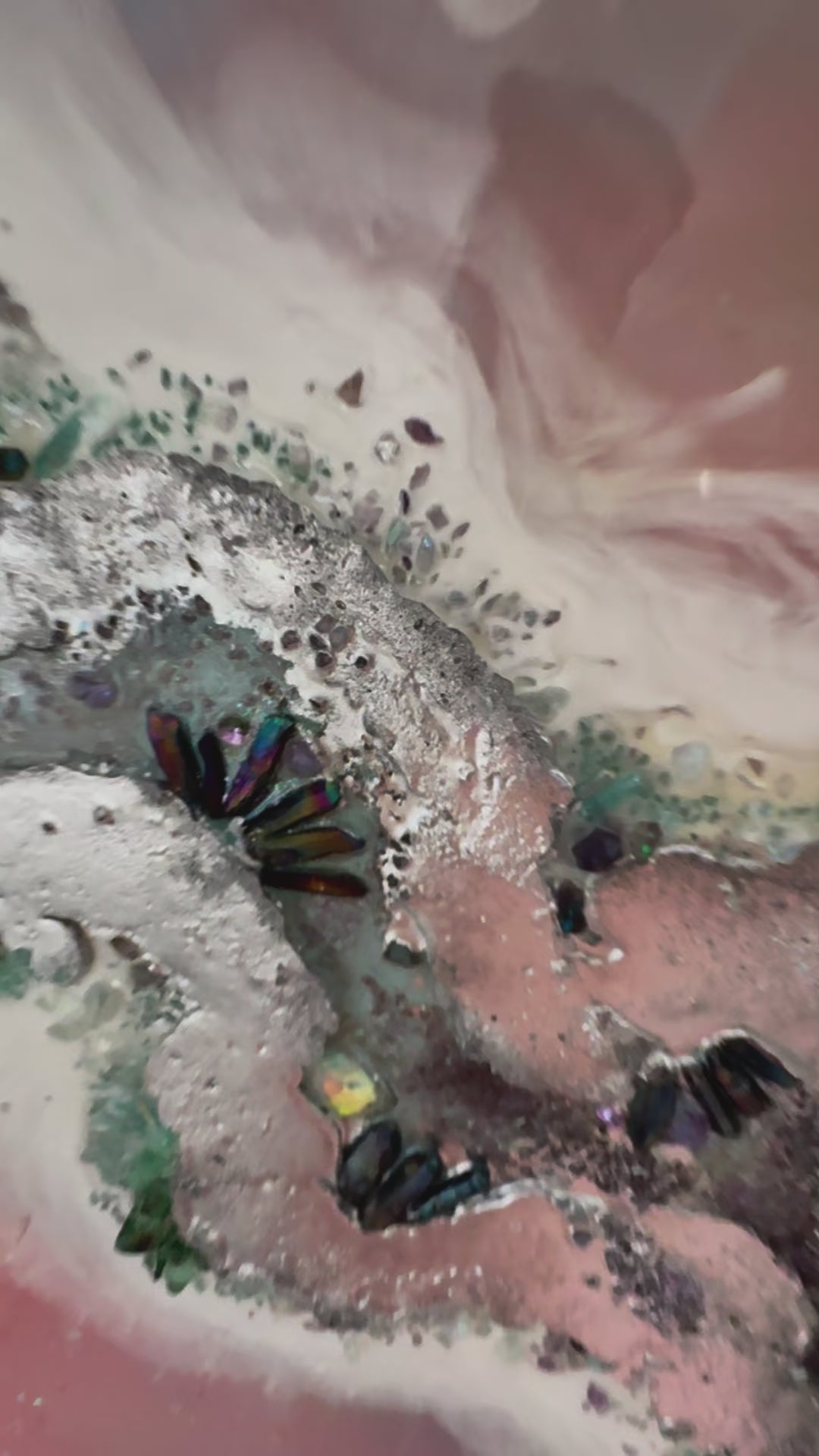 Rainbow Lucent with qua Aura Quartz crystals,Amethyst, Titanium Aura, Swarovski